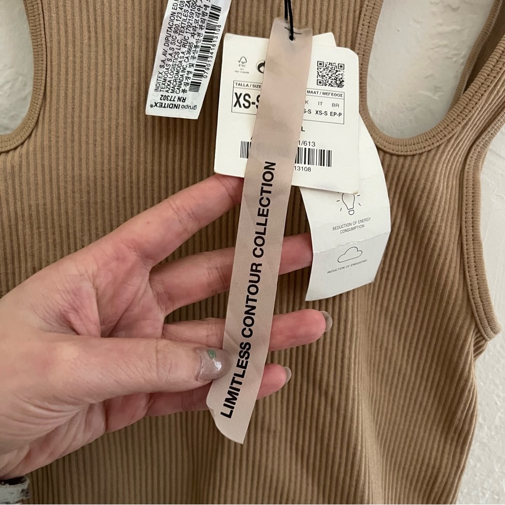 NWT Zara Ribbed Tan Cutout Tank Top Limitless Contour Collection - Picture 7 of 7